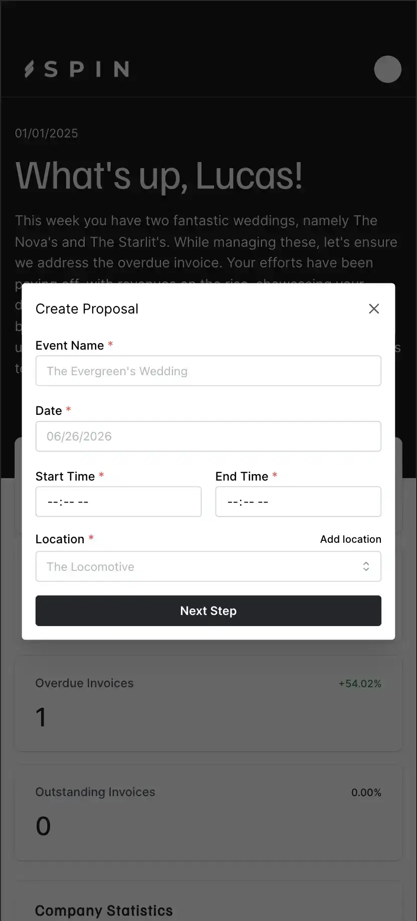 App payments modal